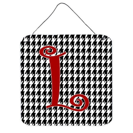 Carolines Treasures Carolines Treasures CJ1035-LDS66 Letter L Initial Monogram - Houndstooth Black Aluminium Metal Wall Or Door Hanging Prints CJ1035-LDS66